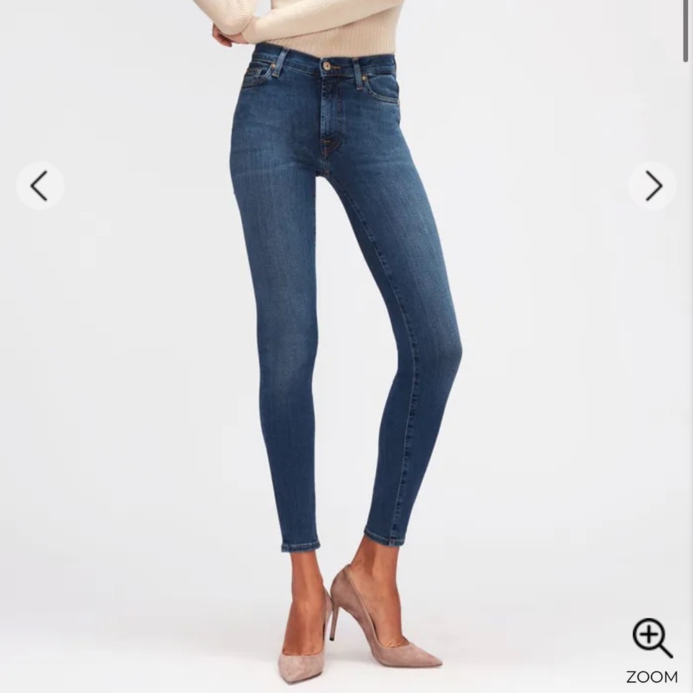 7 For All Mankind sz 27 HIGH WAIST SKINNY SLIM ILLUSION LUXE LOVESTORY - Picture 5 of 9